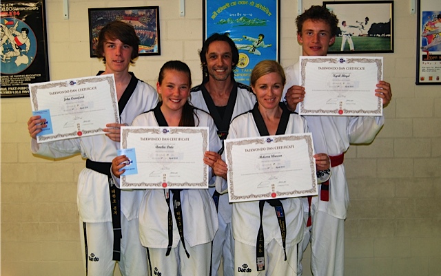 John Crawford, Amelia Dale, Master Justin Warren, Melissa Warren & Kyrill Lloyd after the grading