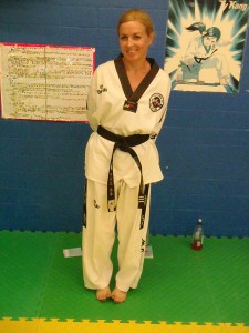 Melissa Warren ready to grade for her 4th Dan Blackbelt