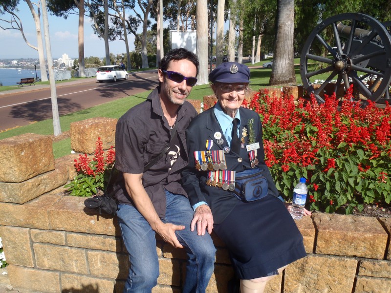 Justin Warren (42) with his Grandmother Leonora (Lenny) Warren (89) WW2 Anzac Veteran (2014)