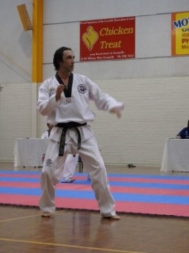 Justin During Sparring For His Grading (No its not a Chicken Treat Add)