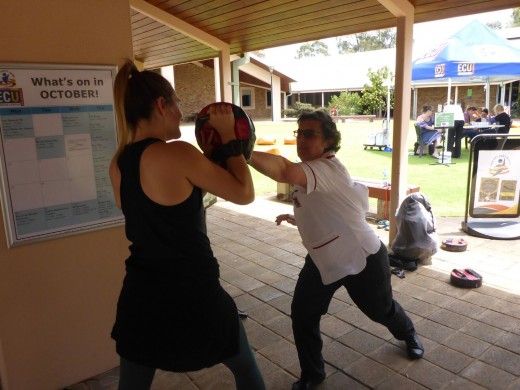 Practising Strikes To Stop - Nurses Learning Self Protection Skills - ECU Wellness Day - www.tkdcentral.com