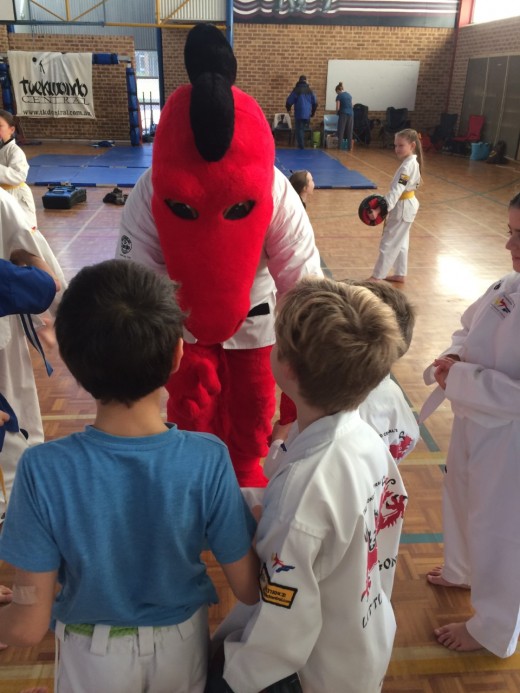 Donny The Dragon mixes in with the kids at the 2018 Challenge Day - www.tkdcentral.com